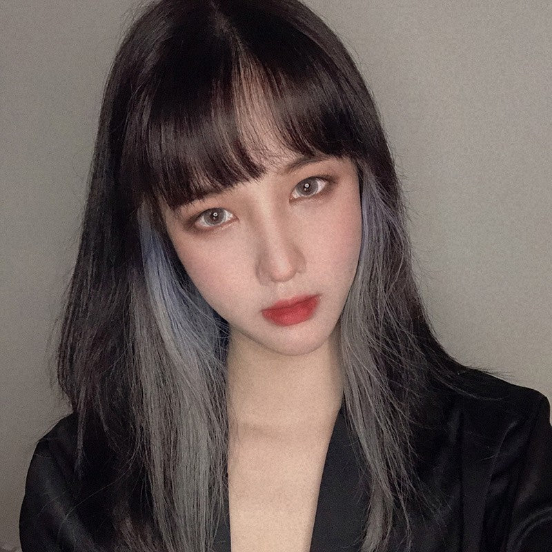 [ZOMI] Women Multicolor Hair Extension Wig Human Hair Piece Color Temporary Bangs Extension Clip Fake Hair Highlights Extensions Synthetic Clip Piece One Piece Patch