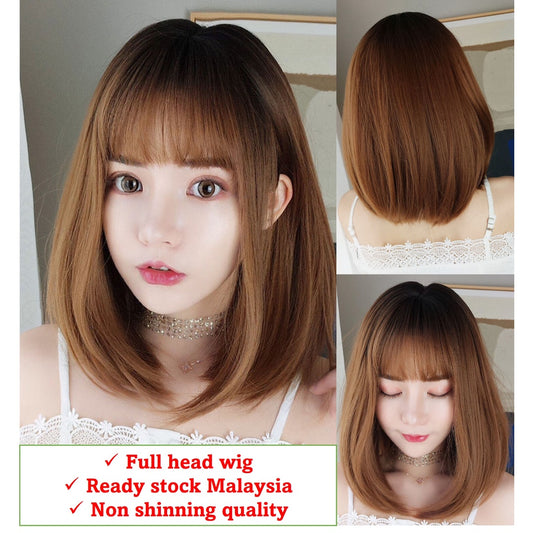 Ready stock PE3 MEDIUM WIG HAIR WIGS RAMBUT PALSU PENDEK COSPLAY WIG LORITA WIG RAMBUT PALSU PEREMPUAN