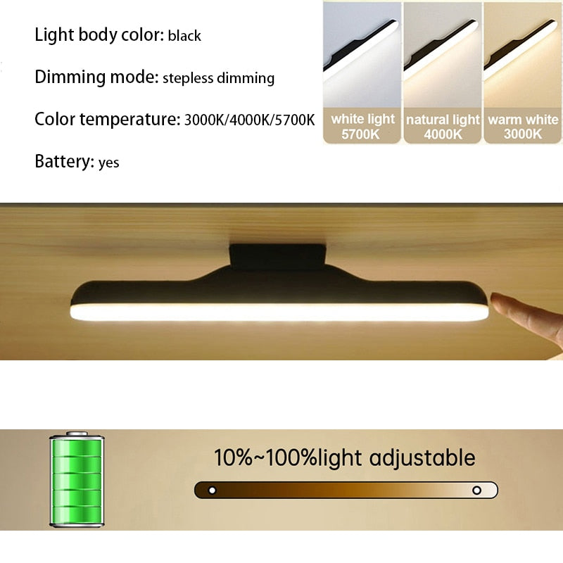 LED Makeup Lamp Light USB Eye Protection Rechargeable Portable Hanging Magnetic Lamp Touch Switch Mirror Light Selfie Light