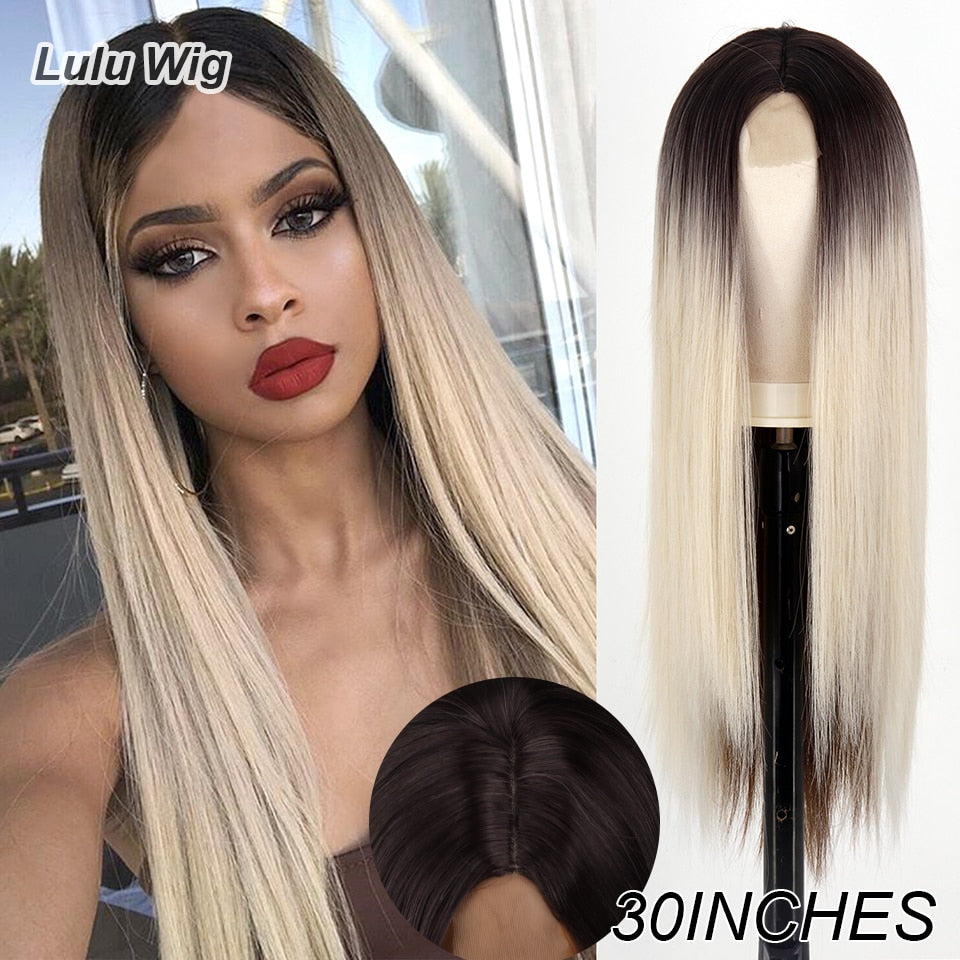 Long Straight Wine Red Wig With Bang Synthetic Wigs for Women Heat Resistant Natural Hair for Daily Halloween Cosplay Party