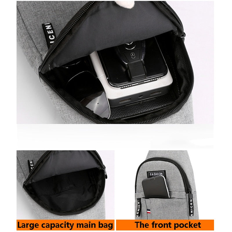 Men Fashion Multifunction Shoulder Bag Crossbody Bag On Shoulder Travel Sling Bag Pack Messenger Pack Chest Bag For Male