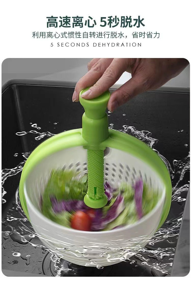 Salad draining basket, kitchen vegetable rotary drainer, washing vegetable dehydration rotator