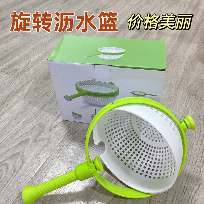 Salad draining basket, kitchen vegetable rotary drainer, washing vegetable dehydration rotator