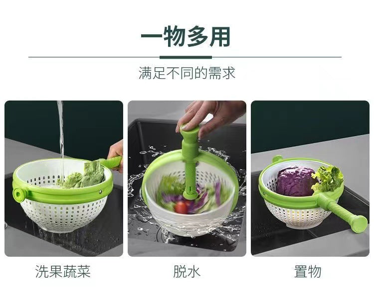 Salad draining basket, kitchen vegetable rotary drainer, washing vegetable dehydration rotator