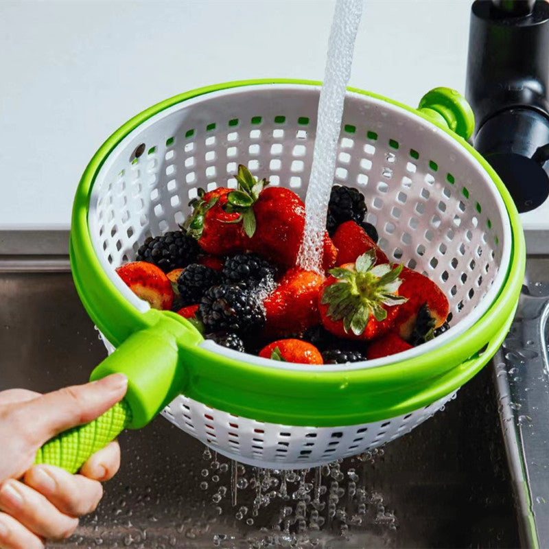 Salad draining basket, kitchen vegetable rotary drainer, washing vegetable dehydration rotator