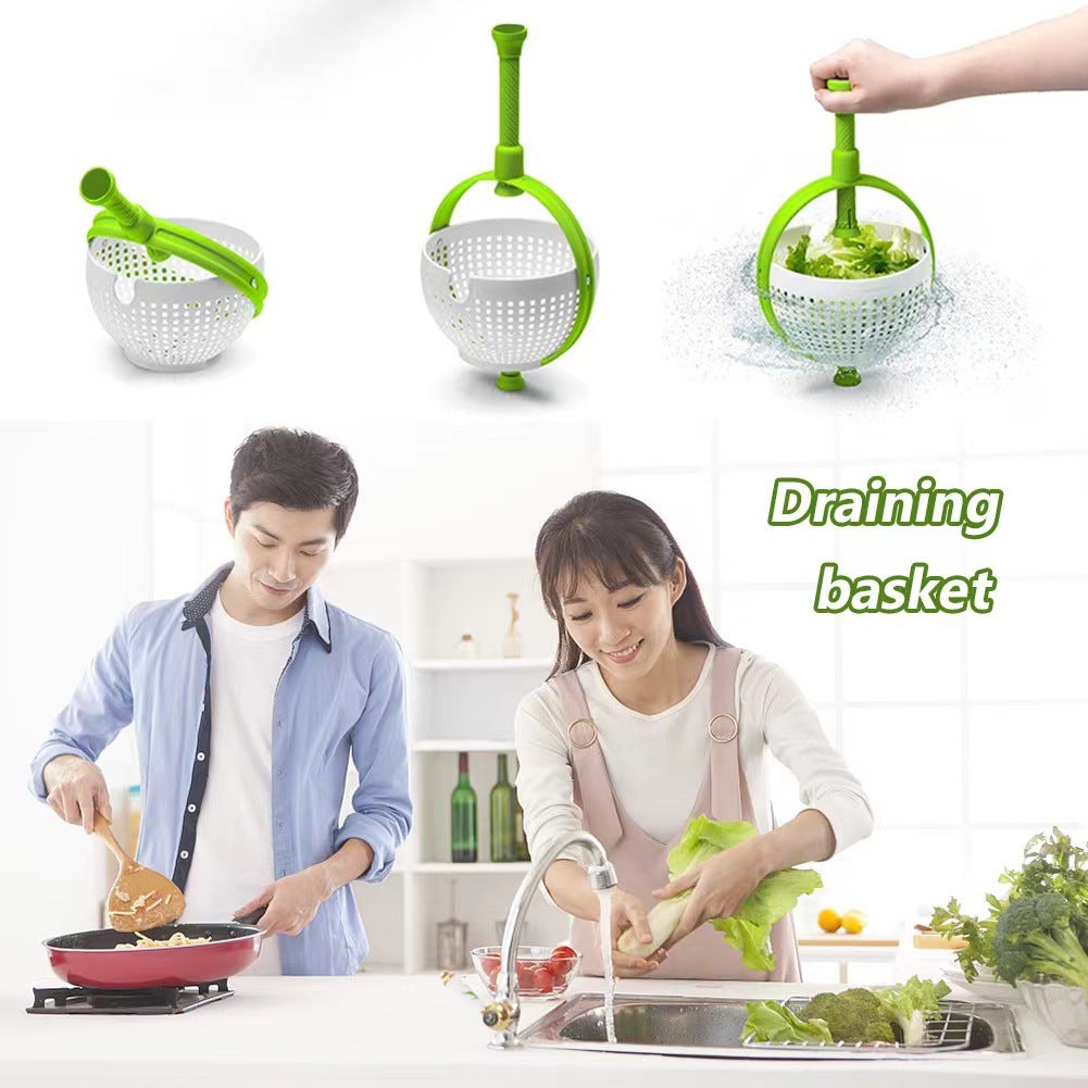 Salad draining basket, kitchen vegetable rotary drainer, washing vegetable dehydration rotator