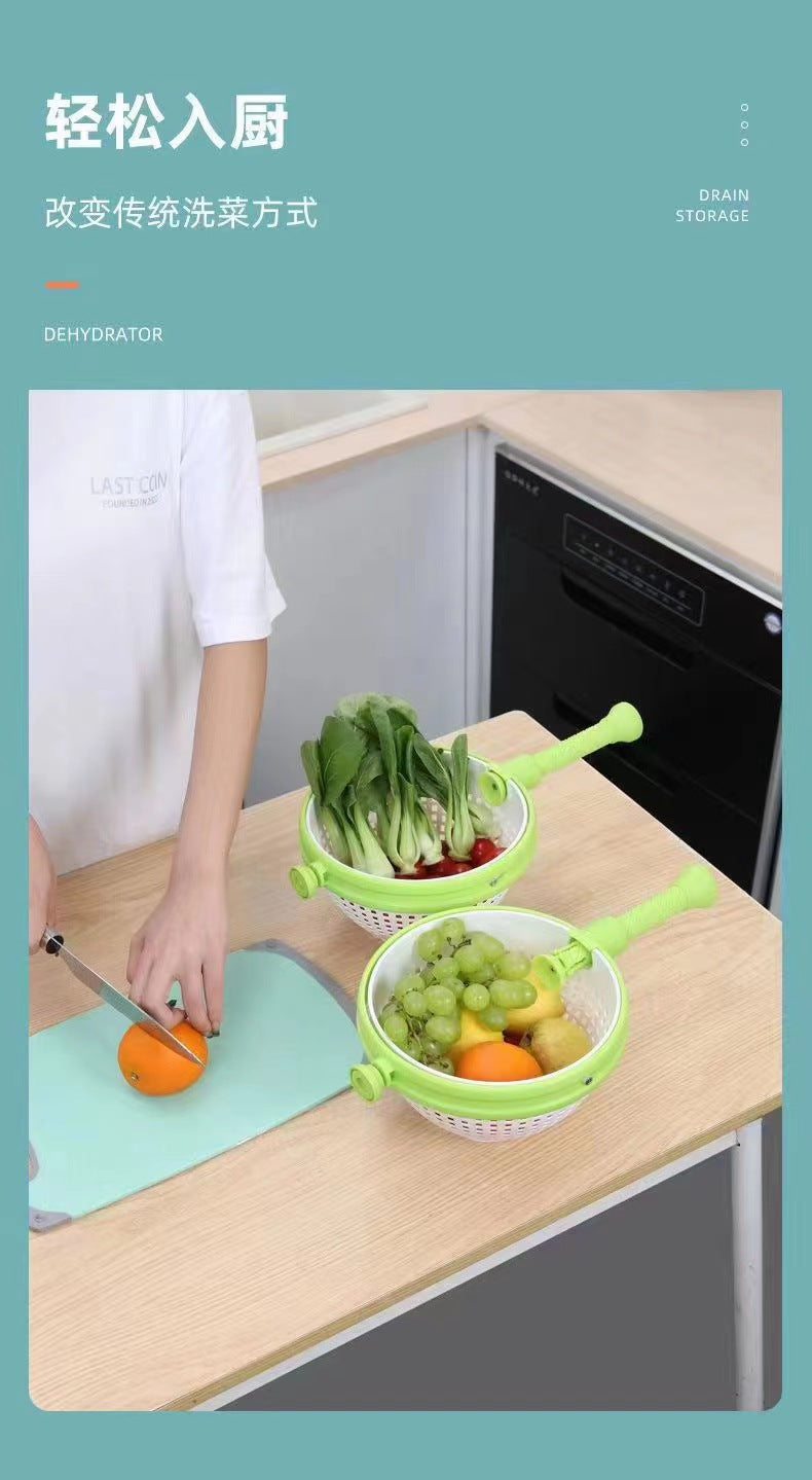 Salad draining basket, kitchen vegetable rotary drainer, washing vegetable dehydration rotator