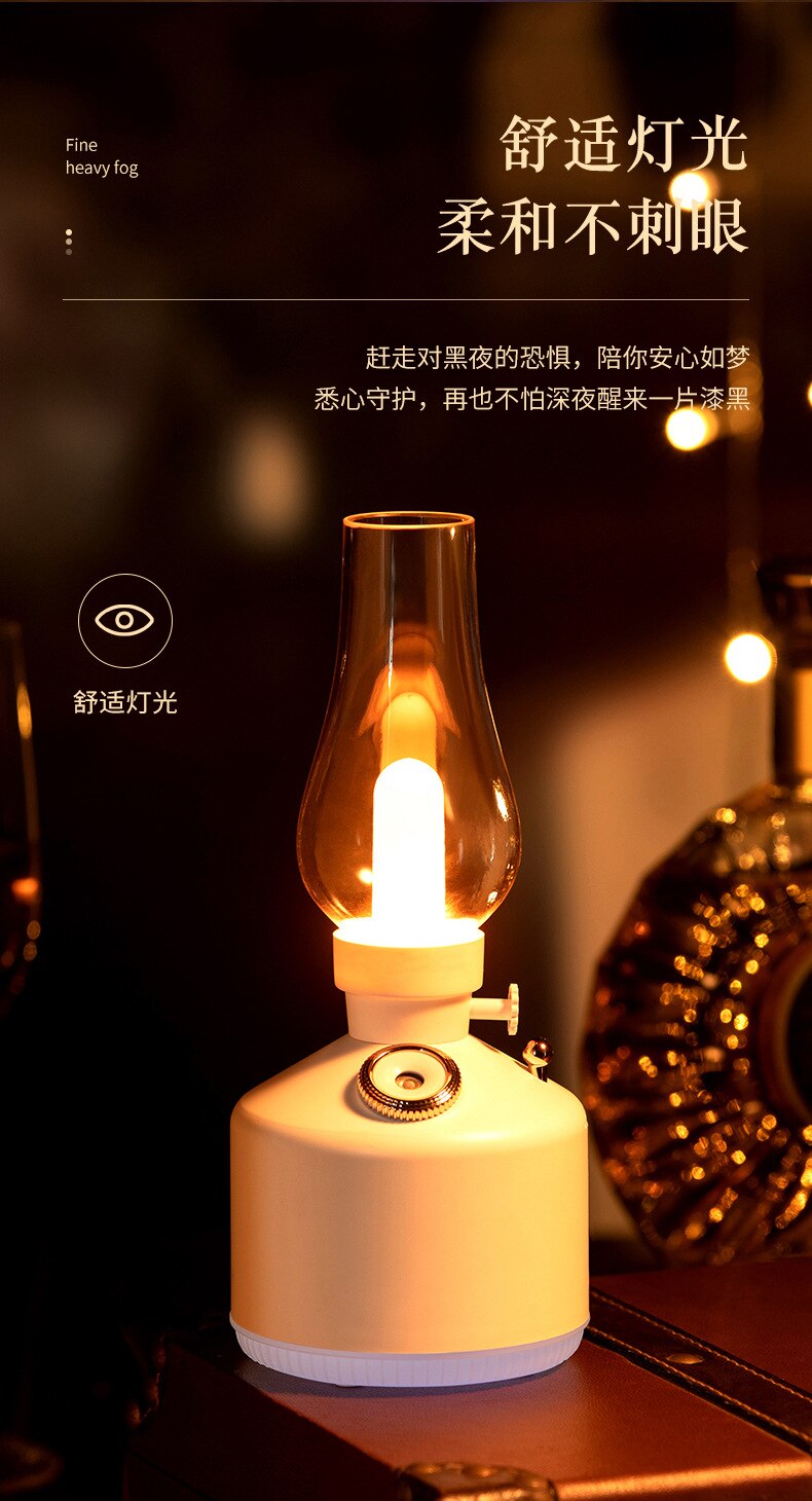 Retro Time Lamp Humidifier USB Aromatherapy Wireless Household Mute Bedroom Kerosene Lamp Air Humidifier Nightlights Room Decor