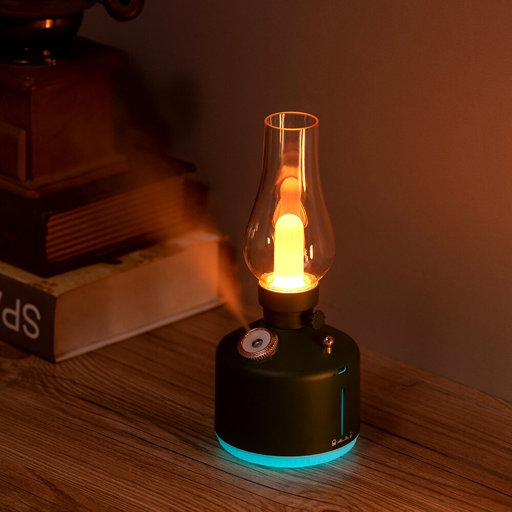 Retro Time Lamp Humidifier USB Aromatherapy Wireless Household Mute Bedroom Kerosene Lamp Air Humidifier Nightlights Room Decor