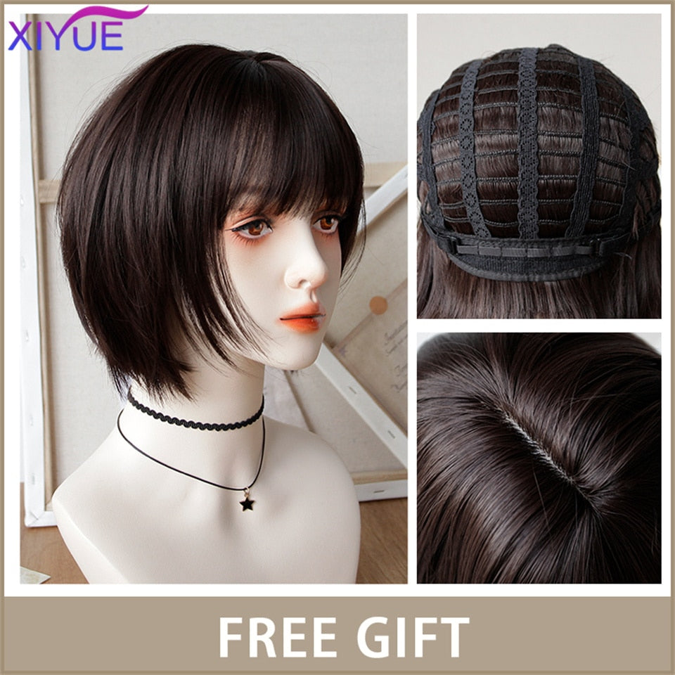 XIYUE Long Natural Wavy Platinum Blonde Wigs With Bangs Cosplay Party Lolita Synthetic Wigs for Women Heat Resistant Fiber