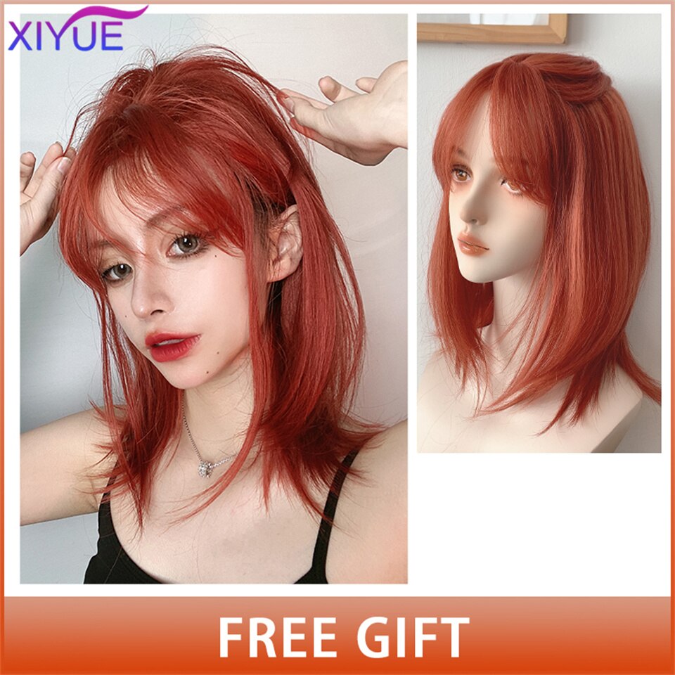 XIYUE Long Natural Wavy Platinum Blonde Wigs With Bangs Cosplay Party Lolita Synthetic Wigs for Women Heat Resistant Fiber