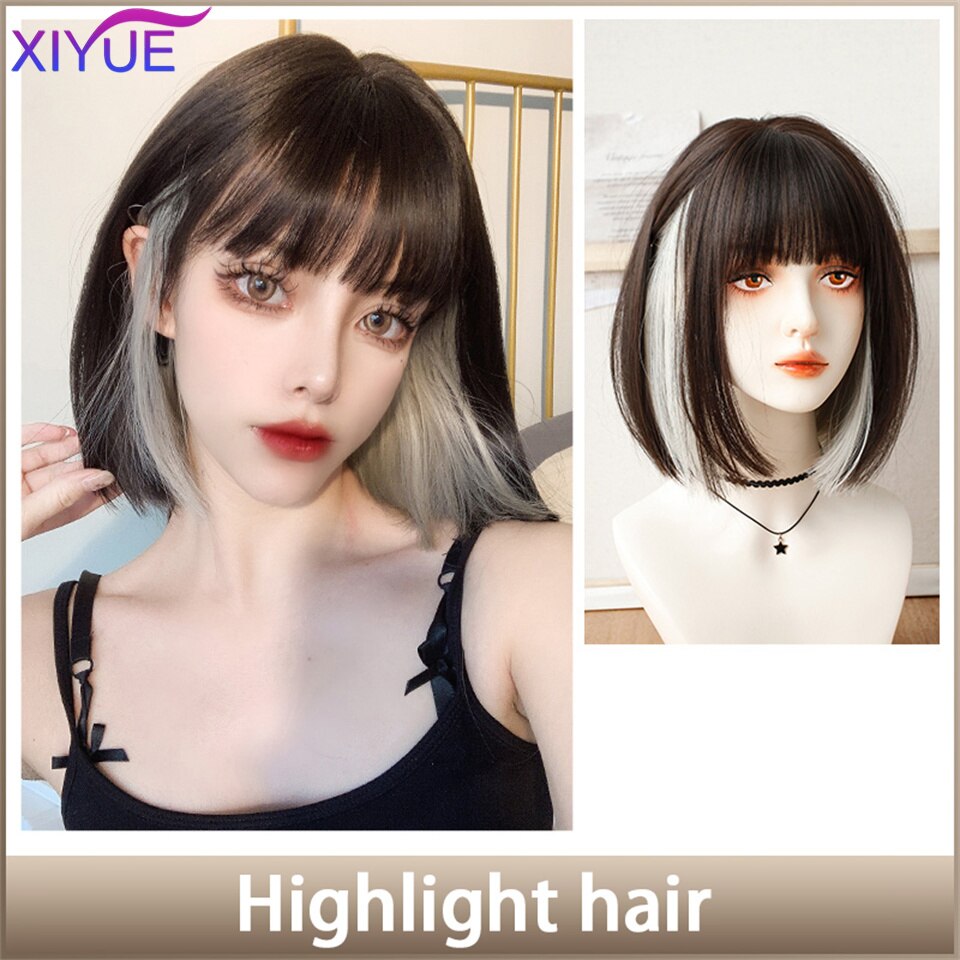 XIYUE Long Natural Wavy Platinum Blonde Wigs With Bangs Cosplay Party Lolita Synthetic Wigs for Women Heat Resistant Fiber