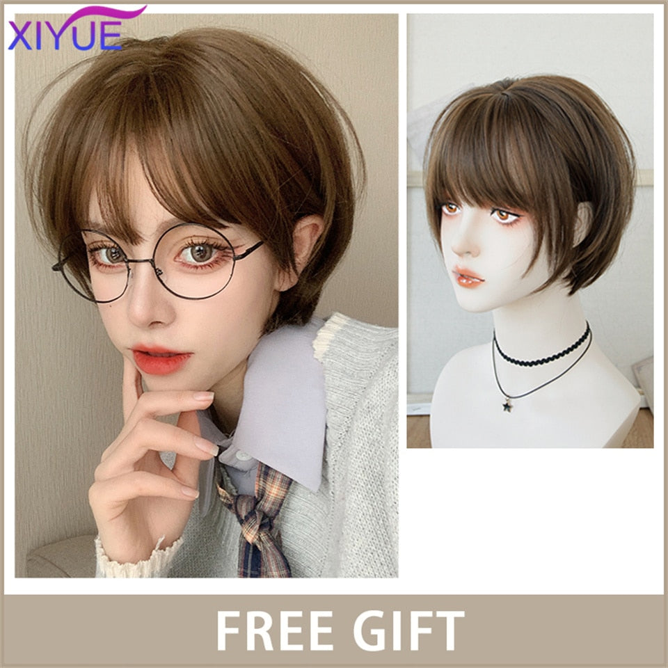 XIYUE Long Natural Wavy Platinum Blonde Wigs With Bangs Cosplay Party Lolita Synthetic Wigs for Women Heat Resistant Fiber