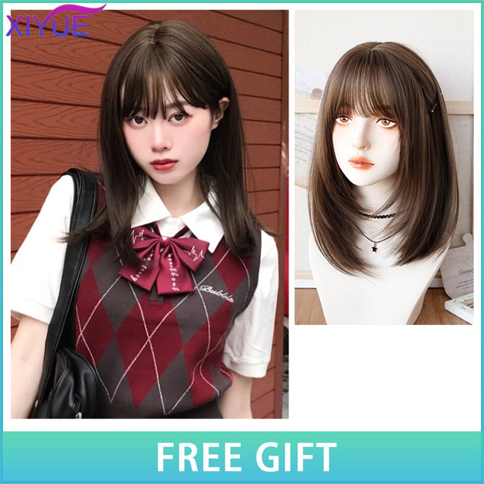 XIYUE Long Natural Wavy Platinum Blonde Wigs With Bangs Cosplay Party Lolita Synthetic Wigs for Women Heat Resistant Fiber