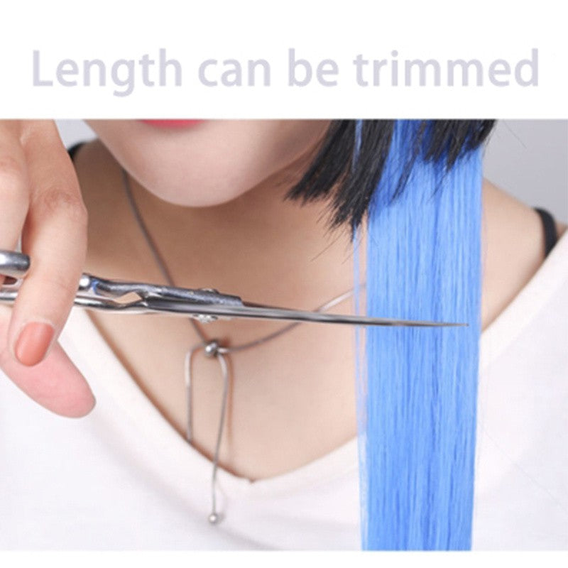 [ZOMI] Women Multicolor Hair Extension Wig Human Hair Piece Color Temporary Bangs Extension Clip Fake Hair Highlights Extensions Synthetic Clip Piece One Piece Patch